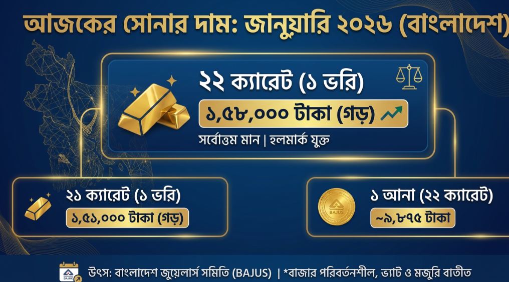 সোনার দাম কত আজকে 2026 বাংলাদেশ